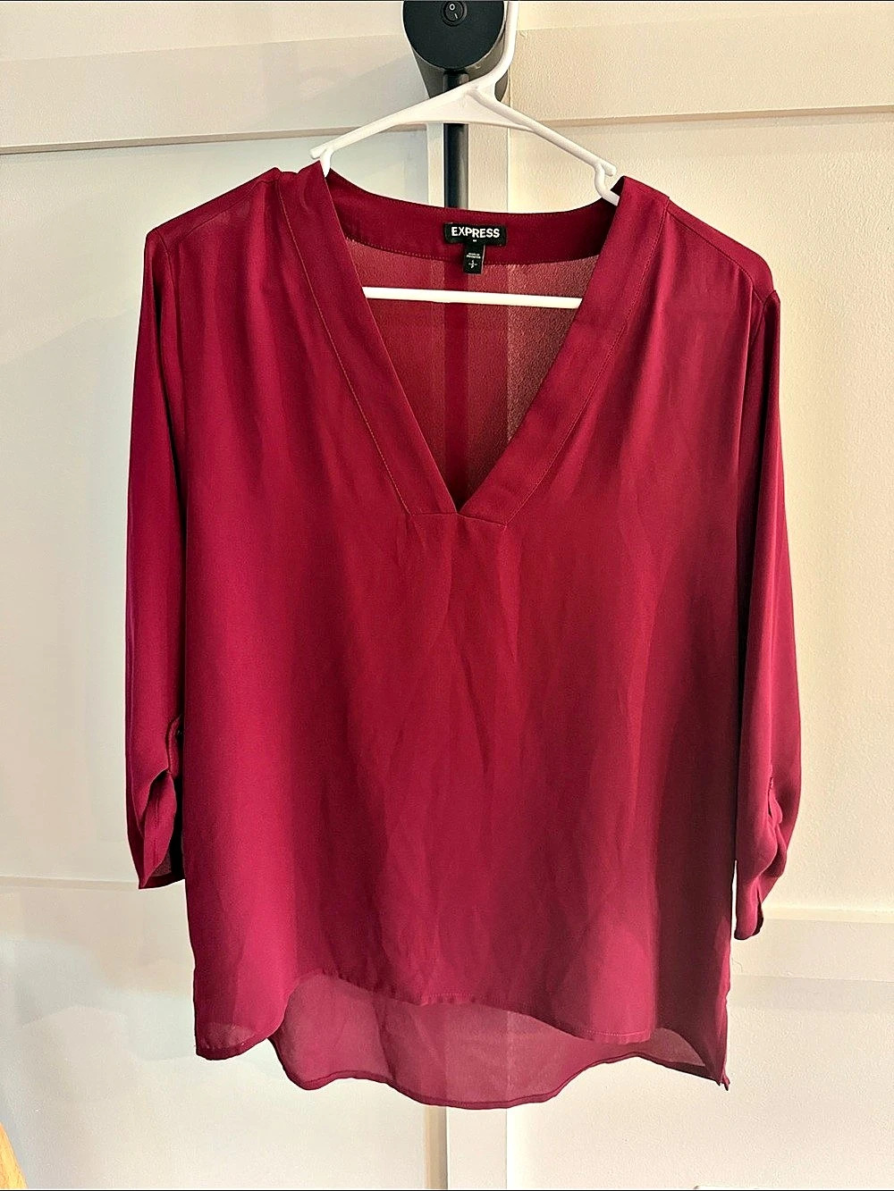 Express V-Neck Burgundy Blouse Size Small